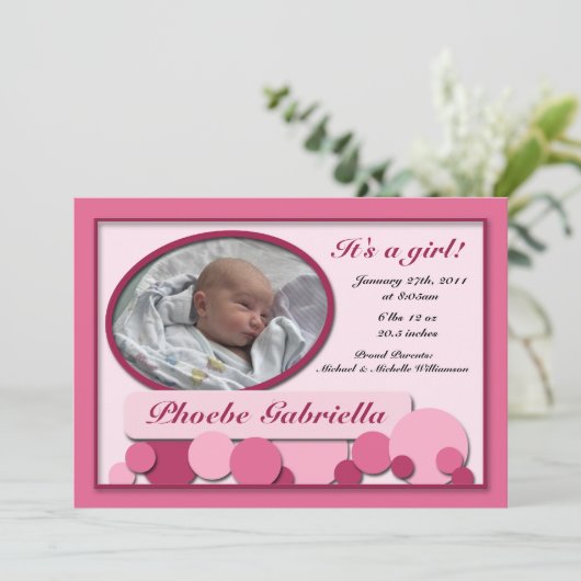 Faire-part Annonces De Naissance Pink Dotted Fun (Debout devant)