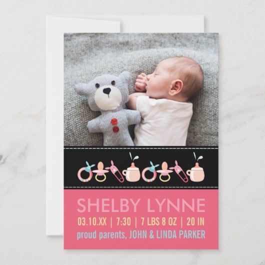 Faire-part Annonces de naissance pour une petite fille (Devant)