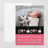 Faire-part Annonces de naissance pour une petite fille (Devant / Derrière)