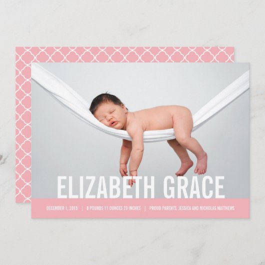 Faire-part Annonces de naissance SIMPLE (Devant / Derrière)