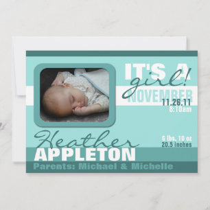 Faire-part Annonces de naissance Turquoise moderne tendance