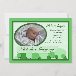 Faire-part Annonces De Naissance Vertes Et Amusantes