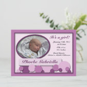 Faire-part Annonces De Naissance Violet Dotée Fun (Debout devant)