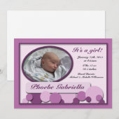 Faire-part Annonces De Naissance Violet Dotée Fun (Devant / Derrière)