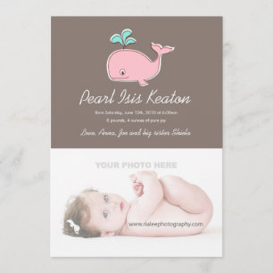 Faire-part Annonces de photos de baleine rose