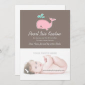 Faire-part Annonces de photos de baleine rose (Devant / Derrière)