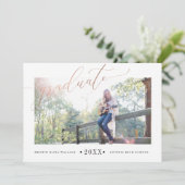 Faire-part Annonces d'obtention d'un diplôme Rose simple (Debout devant)