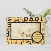 Faire-part Annonces photo bébé orange personnalisables (Debout devant)