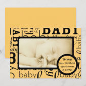 Faire-part Annonces photo bébé orange personnalisables (Devant / Derrière)