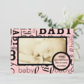 Faire-part Annonces photo pour bébé rose personnalisable (Debout devant)