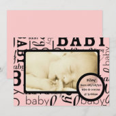 Faire-part Annonces photo pour bébé rose personnalisable (Devant / Derrière)