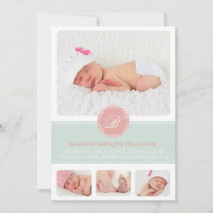 Faire-part Annonces roses et bleues de naissance de photo de