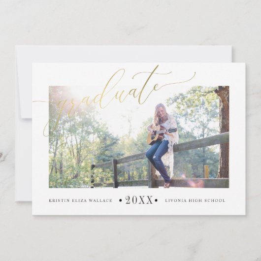 Faire-part Annonces simples d'obtention d'un diplôme d'or (Devant)