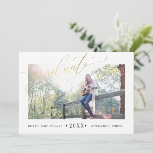 Faire-part Annonces simples d'obtention d'un diplôme d'or (Debout devant)