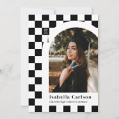 Faire-part Annouement blanc et noir À damiers Arc (Devant)