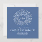 Faire-part Annulation de mariage feuille bleu monogramme (Devant)