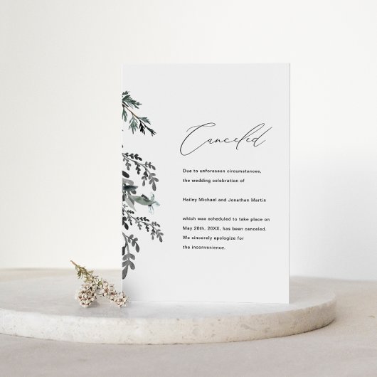 Faire-part Annulation du Mariage botanique