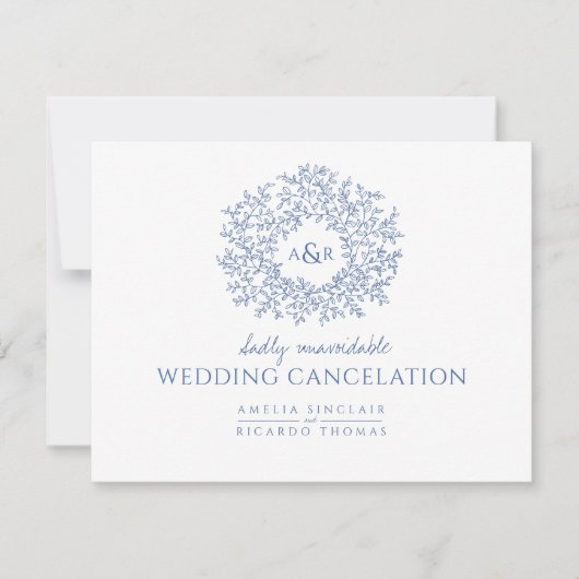 Faire-part Annulation du mariage de monogramme de feuille des (Devant)