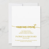 Faire-part annulé Mariage élégant script or (Devant)