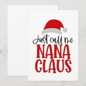 Faire-part Appelez-moi simplement Nana Claus, Maman de Noël (Devant / Derrière)