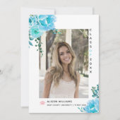 Faire-part Aqua blue flowers Classe de 2025 graduation photo (Devant)