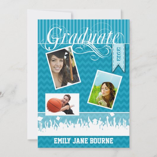 Faire-part Aqua Zig Zag Classe de photos supérieures (Devant)