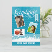 Faire-part Aqua Zig Zag Classe de photos supérieures (Debout devant)