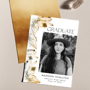 Faire-part Aquarelle Amber Gold Crystal Photo Graduation