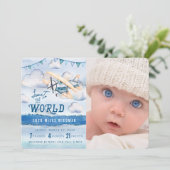 Faire-part Aquarelle Avion Boy Annonces de naissance (Debout devant)