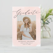 Faire-part Aquarelle blanche 4 Diplôme photo (Debout devant)