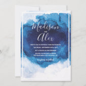 Faire-part aquarelle bleu de mariage (Devant)