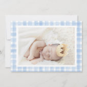 Faire-part Aquarelle Bleu En vichy Laurel Crest (Dos)