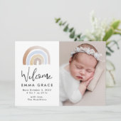 Faire-part Aquarelle bleu et Brown Rainbow Birth (Debout devant)