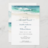 Faire-part Aquarelle Bleu océan Mariage Dîner de répétition (Devant / Derrière)