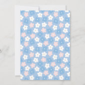 Faire-part Aquarelle bleu simple Florale mignonne naissance (Dos)