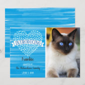 Faire-part Aquarelle bleue Chat Coeur animal de compagnie Pho (Devant / Derrière)