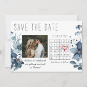 Faire-part Aquarelle bleue florale Enregistrer le calendrier (Devant)