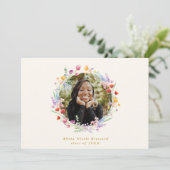 Faire-part Aquarelle Boho Floral 2 Diplôme photo (Debout devant)