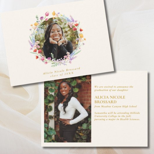 Faire-part Aquarelle Boho Floral 2 Diplôme photo