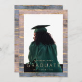 Faire-part aquarelle boho ombre moderne feuille dorée (Devant / Derrière)