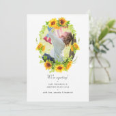 Faire-part Aquarelle Boho Sunflowers Photo Grossesse (Debout devant)
