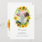Faire-part Aquarelle Boho Sunflowers Photo Grossesse (Devant / Derrière)