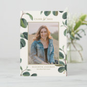Faire-part Aquarelle Botanique Feuille Beige Photo Graduation (Debout devant)