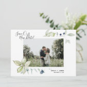 Faire-part Aquarelle Botanique Mariage Date Changer de photo (Debout devant)