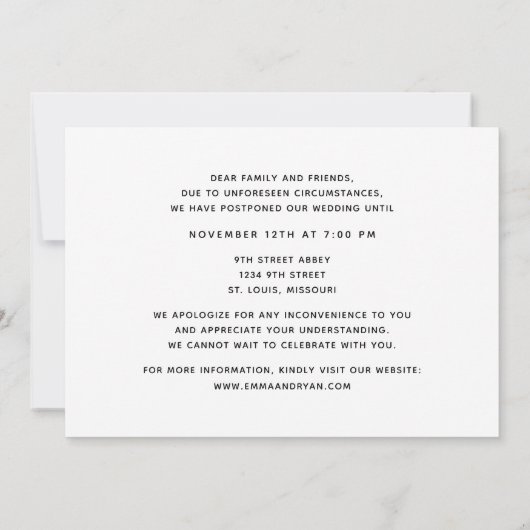 Faire-part Aquarelle Botanique Mariage Date Changer de photo (Dos)