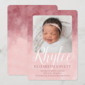 Faire-part Aquarelle Bourgogne et rose Ombre (Devant / Derrière)