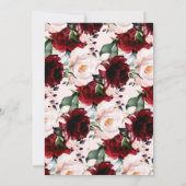 Faire-part Aquarelle Bourgogne rousse Fleurs Graduation (Dos)