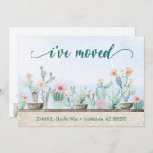 Faire-part Aquarelle Cactus I've Moved (Devant / Derrière)