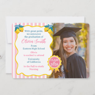 Faire-part Aquarelle Citron Fraîchement Diplômé Photo Classe