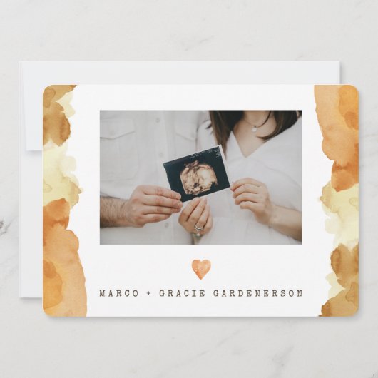 Faire-part Aquarelle Citrouille bébé grossesse (Dos)